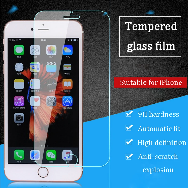 Koop HD Transparant Gehard Glas voor iPhone X 8 7 6 s 6 Plus Screen Protector voor iPhone 6 7 Plus 9 H ultradunne glas Beschermende Film