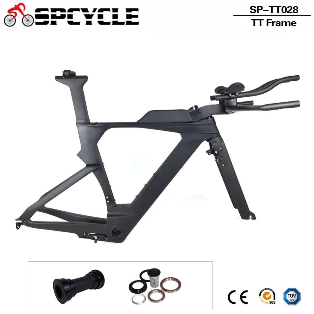 Cheap Spcycle 2019 New Carbon Time Trial Triathlon Bike Frame DI2 & Machinery Road TT Bicycle Frameset BB86 System With Trp Clipers 0