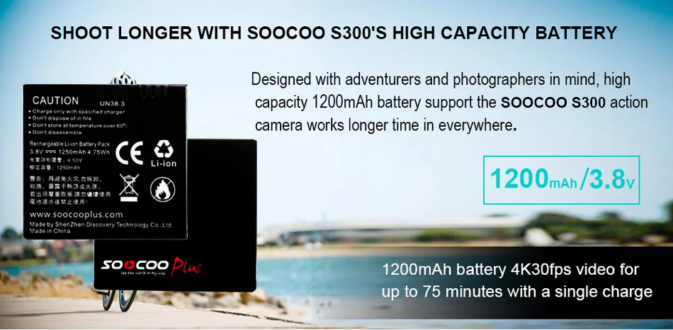 SOOCOO S300 экшн Камера 2,3" сенсорный экран с ЖК-дисплеем Hi3559V100+ IMX377 4 K 30fps 1080 P 120fps EIS Wi-Fi 12MP пульт дистанционного управления внешний микрофон gps Камера