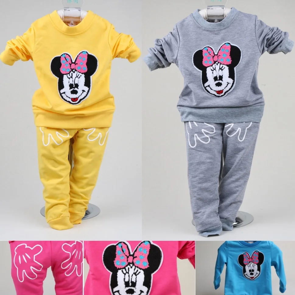 

Minnie Girls Clothes Sets Fashio Cotton Embroidery Children Sweater Pant Kids Sport Suits Baby Clothing 2pcs suit