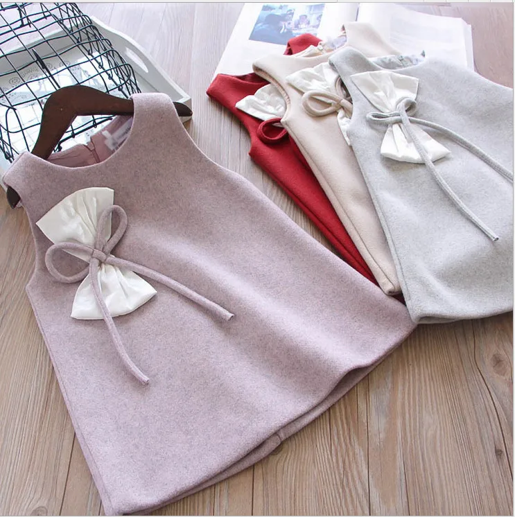 

Girls Wool Dress 2018 Autumn Kids Party Dresses Sweet Children Dresses Sleeveless B Dress High-grade Kids Clothing