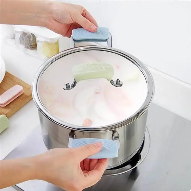 

2pcs Heat Insulated Finger Gloves Silicone Pot Handle Holder Grip Sleeve Pot Glove Pan Handle Cover Grip Kitchen Tools