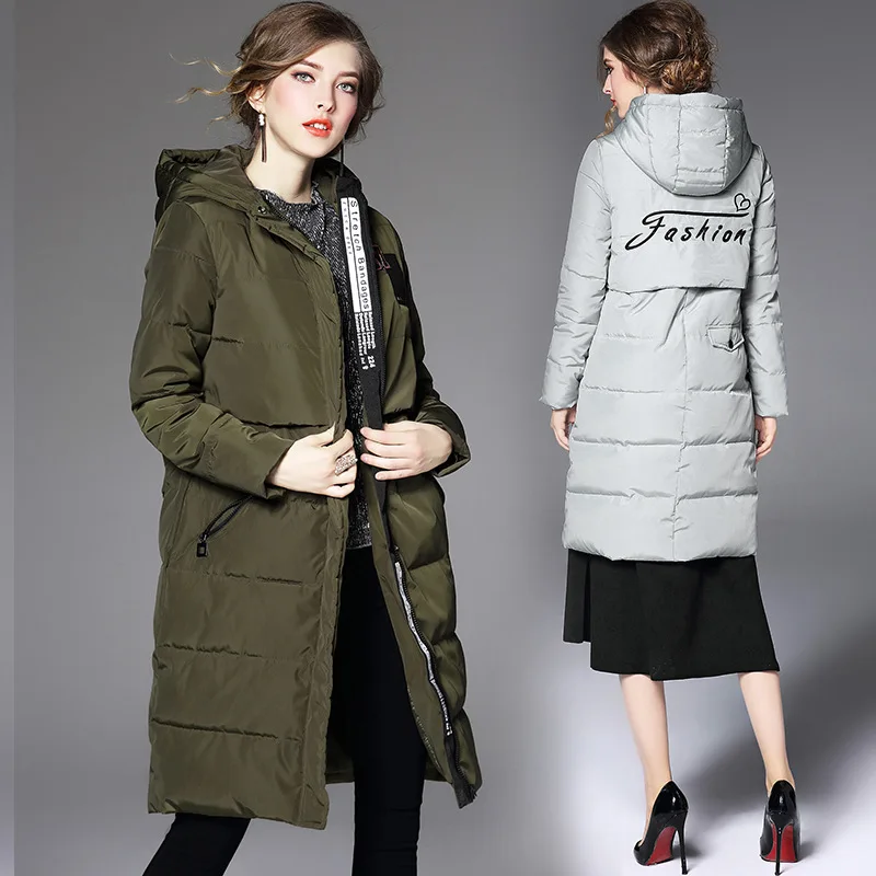 2017 Women Down Jacket Winter Medium length Down Parka Coat Thick Hooded Cotton Female Coat Ultralight