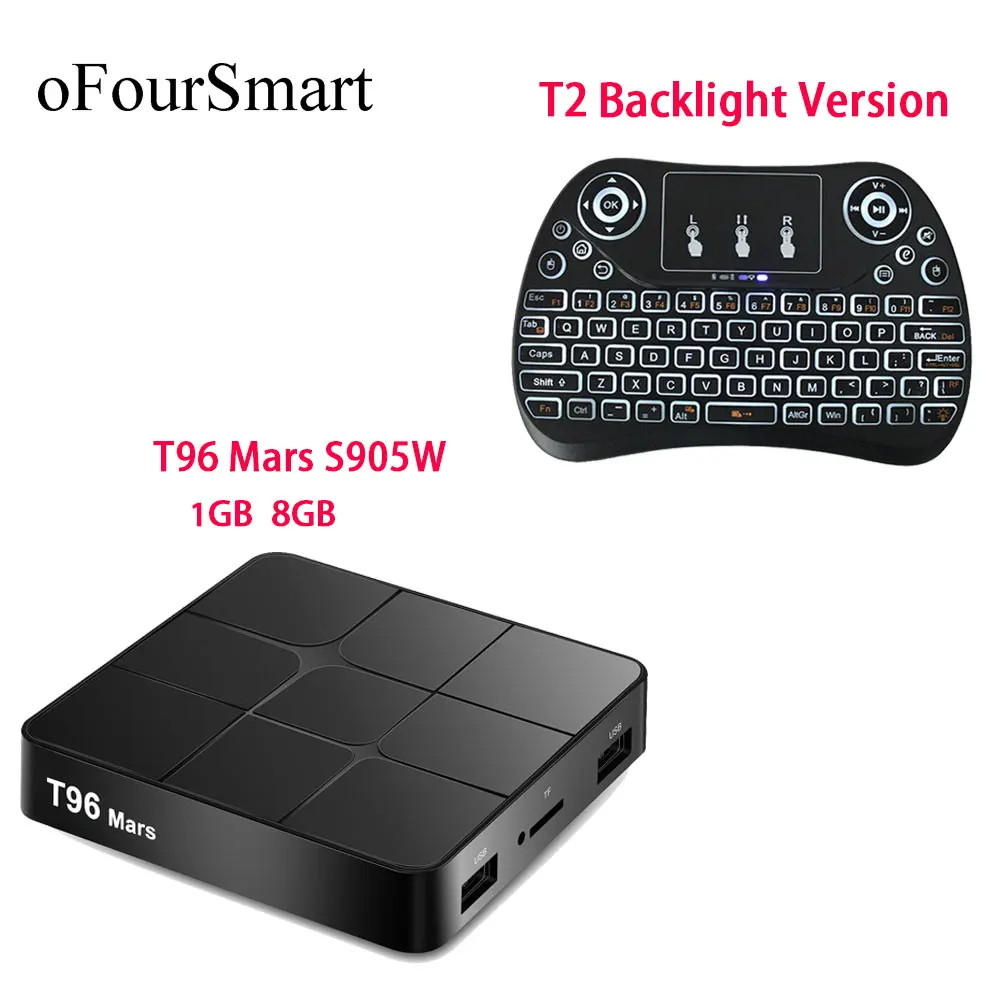 Android Smart tv Box Android 7,1 S905W Четырехъядерный 4K HD медиаплеер T96 Mars с T2-L мини-клавиатурой - Цвет: 1GB 8GB with T2-L