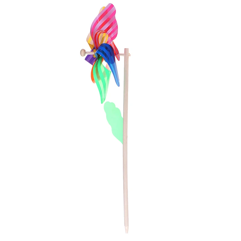 High Quality 1Pc 24cm Beautiful Wood Garden Yard Party Windmill Wind Spinner Ornament Decoration Kids Toys