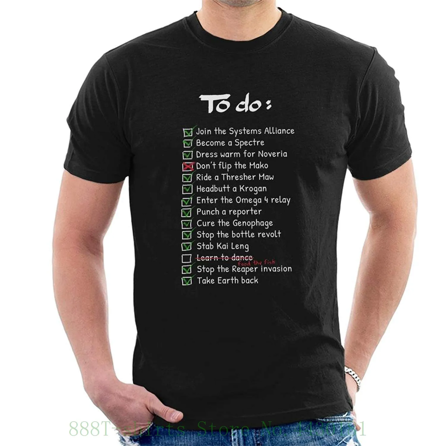 

Mass Effect Commanders To Do List Men's T Shirt Good Quality Brand Cotton Shirt Summer Style Cool Shirts