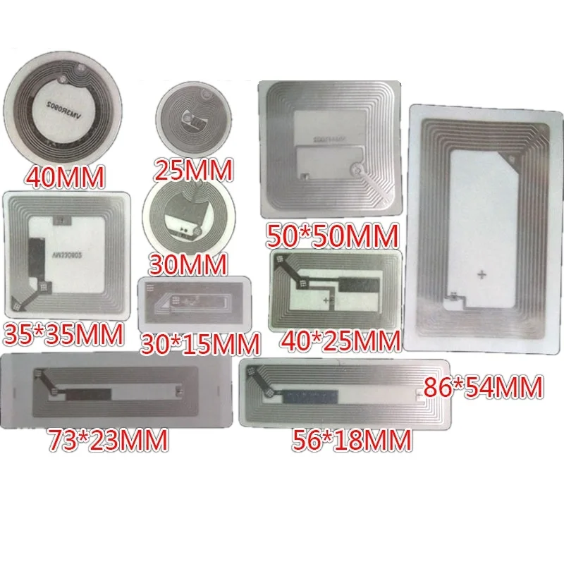 Puce autocollante RFID 100 Mhz, carte IC Dallas/S50 1K, étiquettes HF ISO14443A F1108, 13.56 pièces