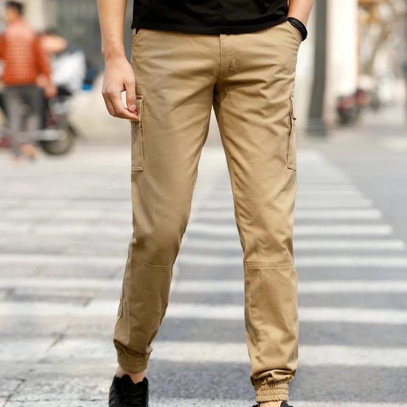2019 men's spring army green sweatpants fashion jogging pants quilting men's pants lightweight wash large camouflage sweatpants