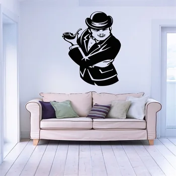 

Wall Stickers Vinyl Decal Sherlock Holmes Retro Guy With Pipe