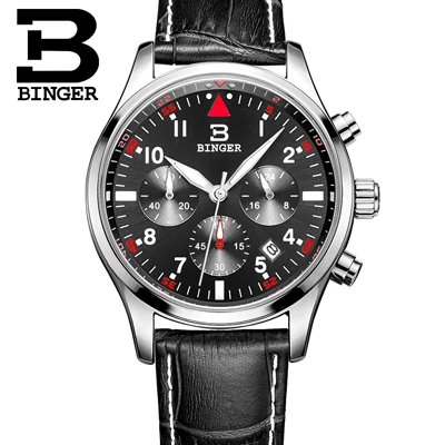 Швейцарские BINGER мужские часы люксовый бренд Кварцевые водонепроницаемые полностью из нержавеющей стали хронограф секундомер наручные часы B9202-2 - Цвет: Item 9