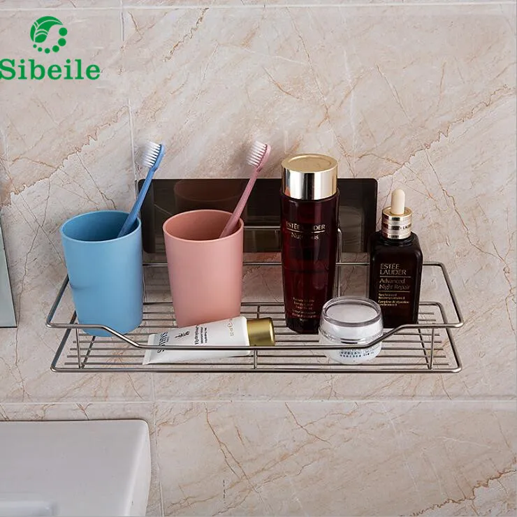 Stainless Steel Sink Sucker Organizer Shelf Bathroom Wall Powerful Suction Sponges Storage Basket Kitchen Soap Towel Holder