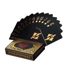 Водонепроницаемый Пластик покер черный ПВХ Набор Игральных Карт цвета: золотистый, серебристый Фольга покерной колоды карточная игра Classic