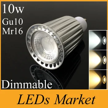 

Silver shell 10W Led Cob Spotlight Dimmable Gu10 E27 Mr16 Led Lamp Bulb Indoor Led Spot Lights Warm Cold White AC85-265V 12V