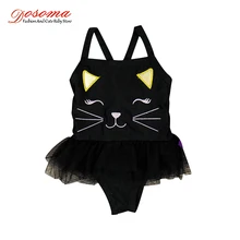 DOSOMA девушки Одна деталь Swomsuit без рукавов розовый тюль Falbala Купальники Детские плавательный носить Пляж купальный Кот костюмы