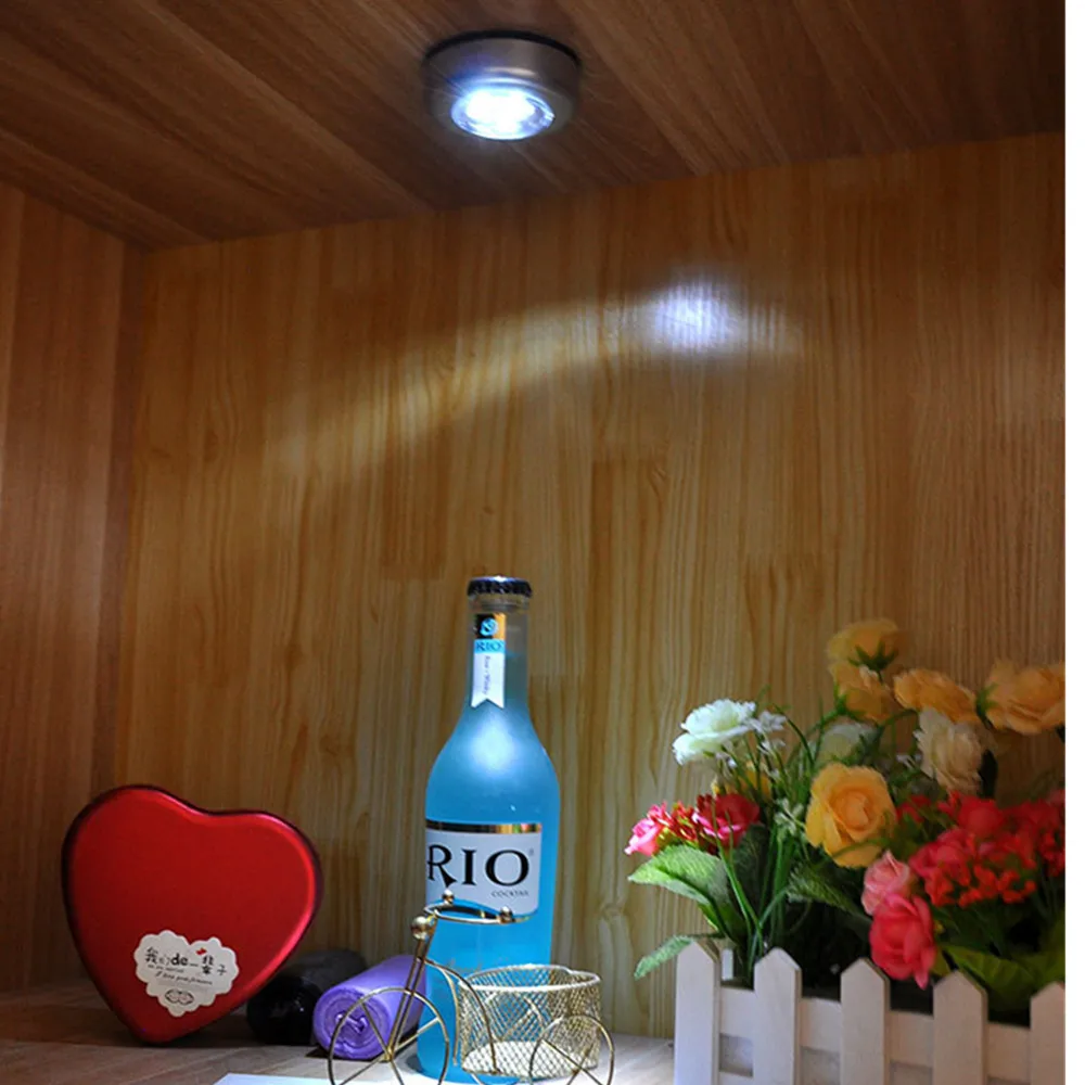 COB сенсорный светильник, круглая светодиодная подсветка под шкаф, настенный светильник, шкаф, светильник, аварийный кухонный ночной Светильник для дома
