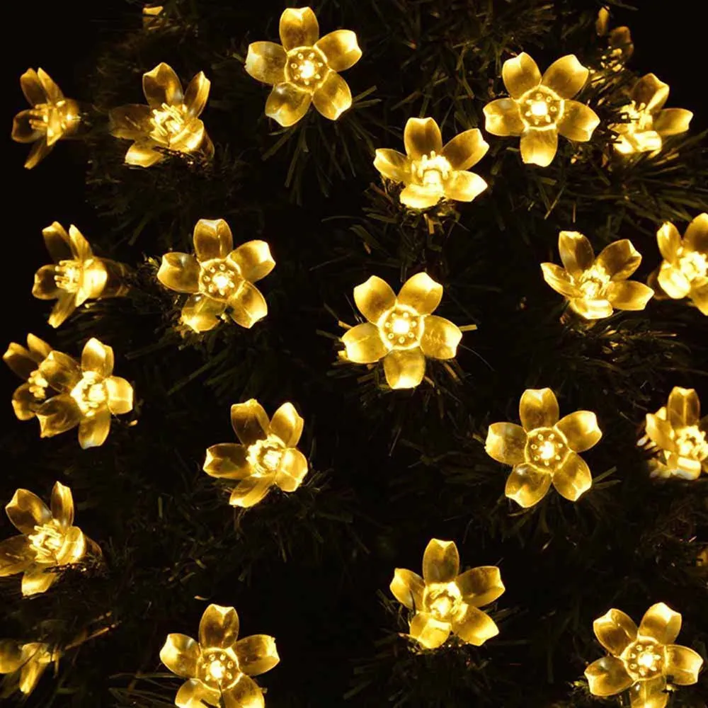 Солнечная энергия Сказочный светильник 50 светодиодный открытый персиковый цветок декоративный сад патио Рождественские елки Свадебная вечеринка водонепроницаемый# s