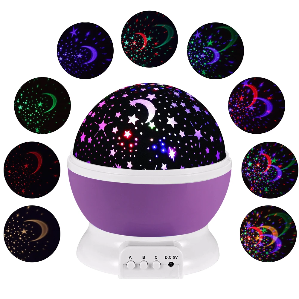 

BORUiT Starry Stars Sky LED Night Light Projector Luminaria Moon Novelty Table Lamp Battery USB Night Light For Children Kids