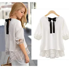 200 шт новая мода Большие размеры Женская свободная тонкая Снежная шифоновая рубашка Европа и США пятиконечные рукава Женская рубашка