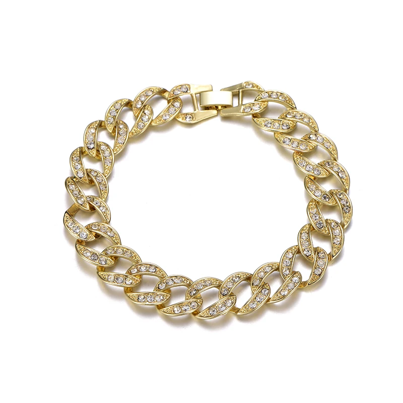 

Men's Cuban Bracelet Iced Out Link Chain Alloy Hip Hop Gold Silver Tone Heavy 22 MM Sand Blast Bracelet