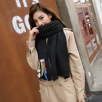 

Women's 2019 explosion models hot fashion solid color knit warm wild shawl thick scarf