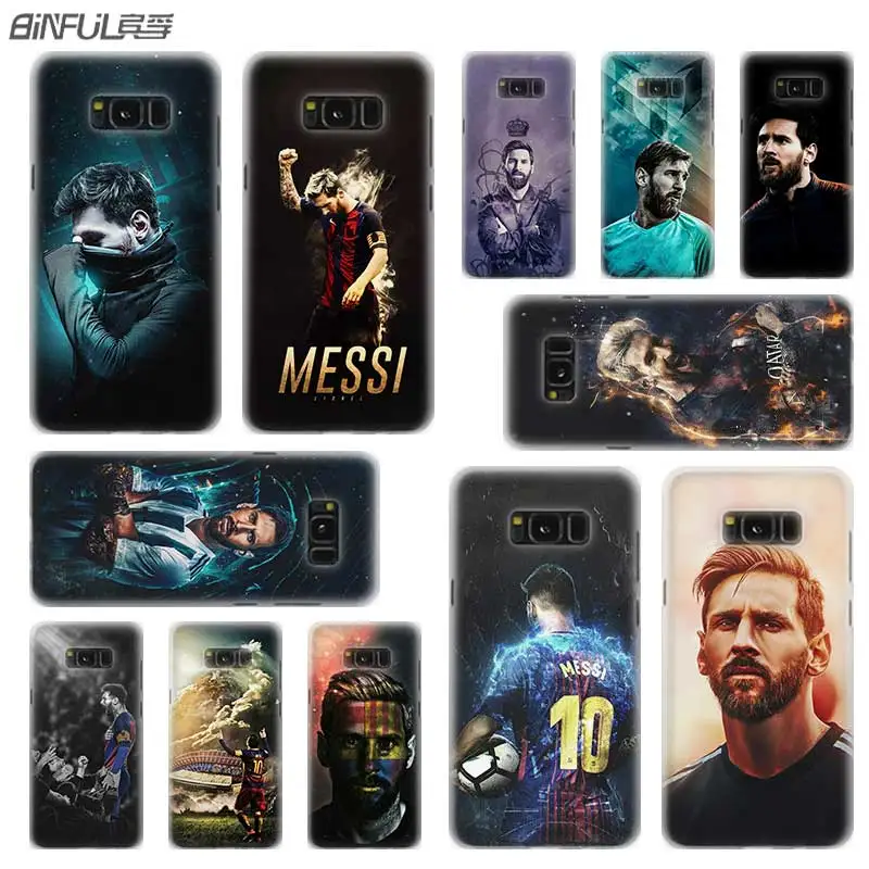 

BINFUL case cover hard Transparent for Samsung S9 S8 S7 S6 S5 S4 S10 Edge Plus Mini for Galaxy Note 9 8 Barcelona Messi