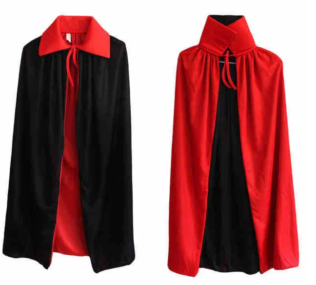 

High quality Hallowmas New Red Black Cape Cloak Adult Halloween Masquerade Party Costume free shipping