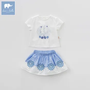 

DBA6546 dave bella summer baby girl's with skirt clothing sets children infant toddler suit kids high quality clothes