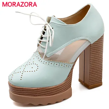 

MORAZORA Women PU soft leather pumps platform shoes fashion elegant spuer heels shoes 11.5cm spring autumn single shoes