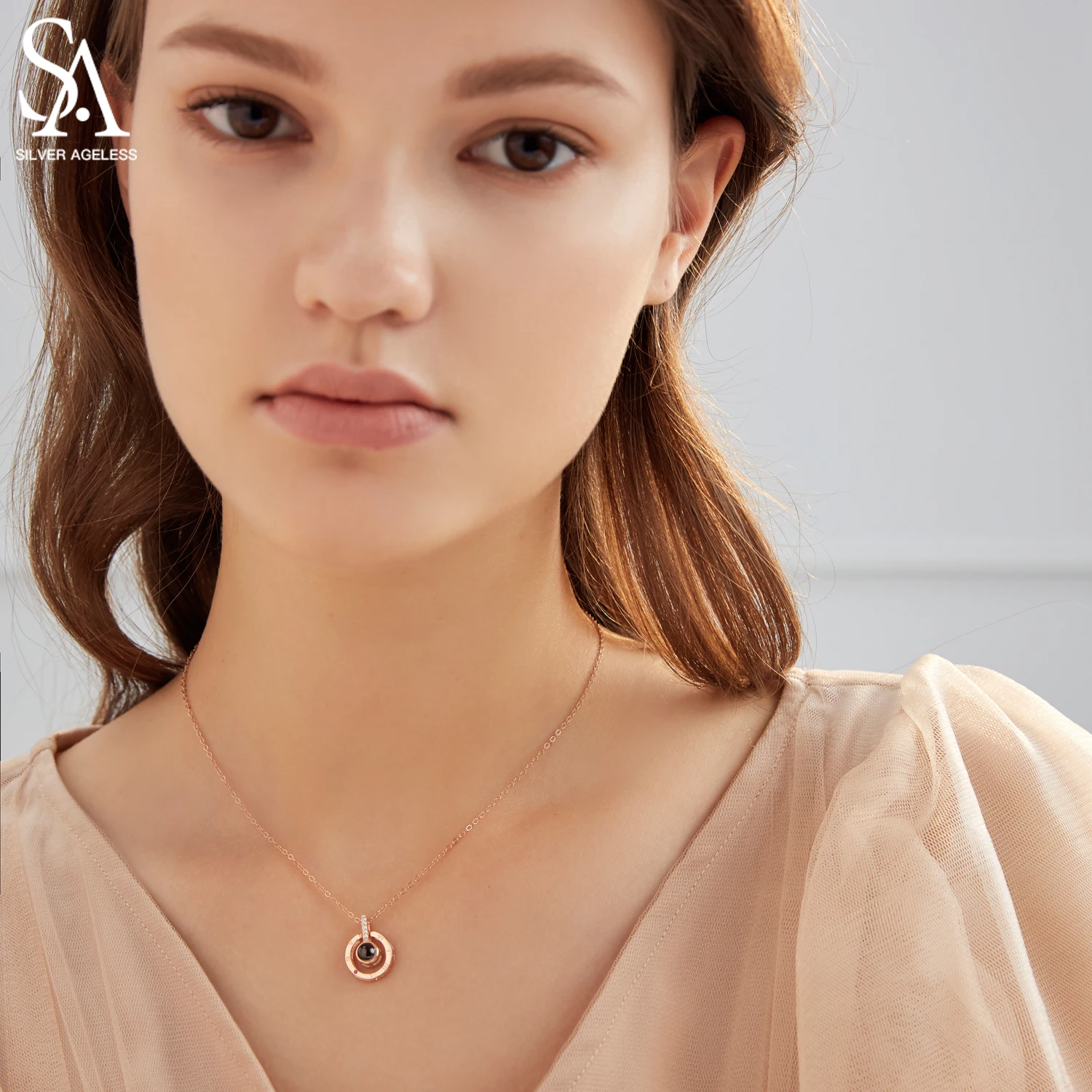 SILVER AGELESS 925 Sterling Silver Rose Gold/Silver Color 100 Word Say