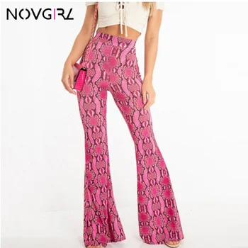 

Novgirl Fashion Snak Print Sexy Pants Women 2019 High Waist Bodycon Flare Pants Female Causal Streetwear Girls Skinny Neon Pants