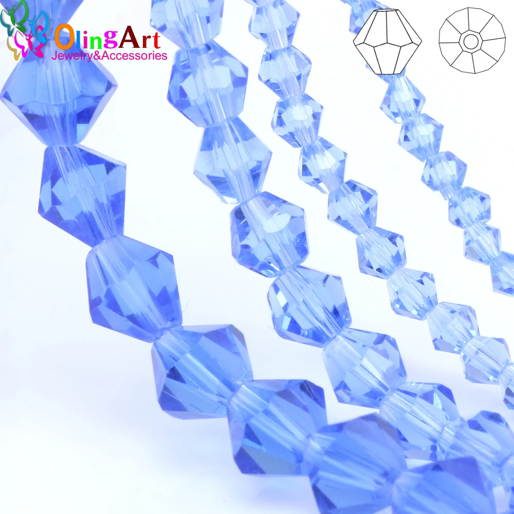

OlingArt 3/4/6mm/8mm Bicone Upscale Austrian Multicolored crystal Light blue color beads Loose bead bracelet DIY Jewelry Making