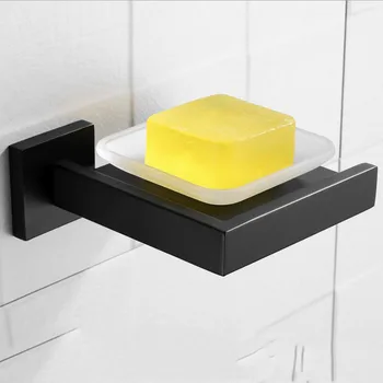 

304 stainless steel square black painted soap dish Bathroom bathroom wall hanging soap dish rack
