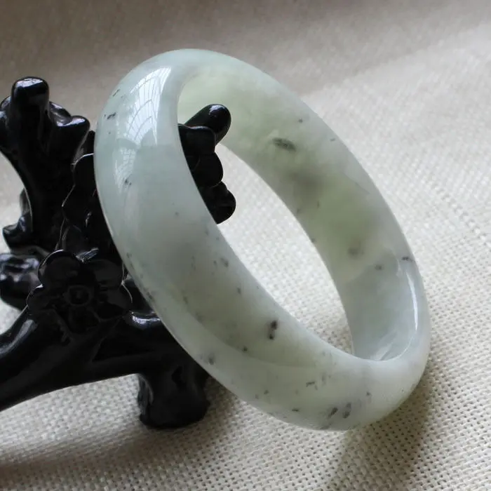 

60mm Chinese Genuine Natural Green Nephrite Jade Gems Bangle Bracelet A-3754