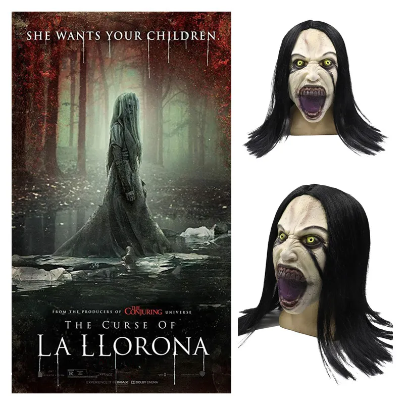 Фильм «The Curse of La Llorona» косплей маска ужаса страшный призрак полный шлем латексные маски вечерние Хэллоуин Необычные Мячи реквизит