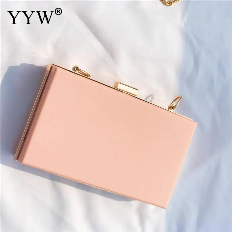 

Pink Acrylic Box Bag Women Clear Purse Transparent Wedding Clutch See Through Handbags Evening Clutch Gothic Box Bags Clutches