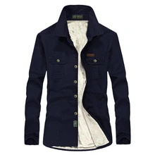 Брендовая Повседневная однотонная мужская зимняя плотная теплая рубашка, шерстяная флисовая рубашка с длинными рукавами, Мужская военная куртка Hombre размера плюс 5XL 6XL