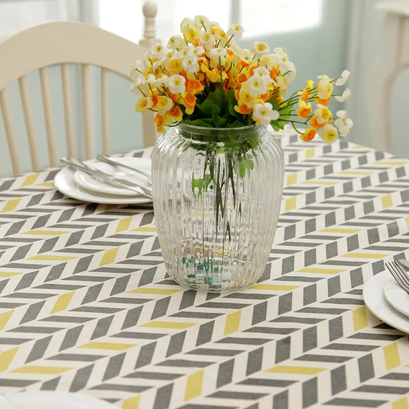 Современная Геометрическая серая желтая набивная скатерть 1 шт. обеденный чайный столик крышка для пылезащитного качества Домашняя Декоративная скатерть мантелы - Цвет: Gray Yellow