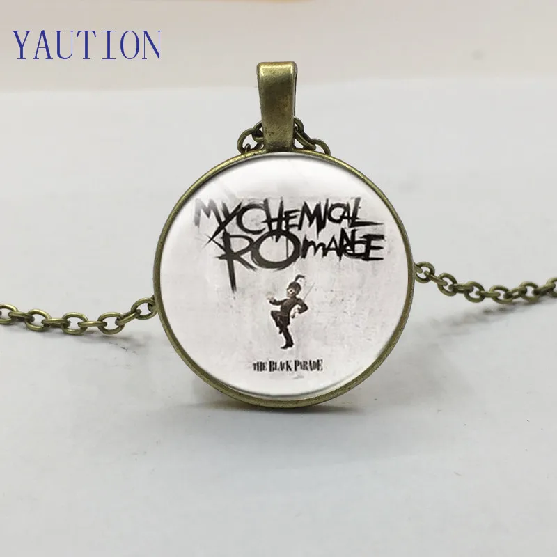 

Glass Cabochon Pendant Tibet My Chemical Romance Rock Band Chain Necklace Fashion Jewelry Gift For FUNS Glass Dome Pendant