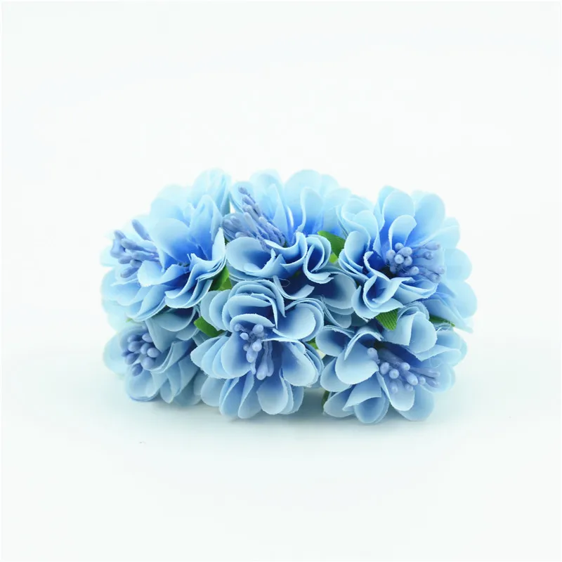 6 шт./лот, дешевые мини-Маргаритка из шелка, искусственные цветы розы, букет для свадебного украшения, для скрапбукинга, рукоделие, венок, цветок - Цвет: Blue