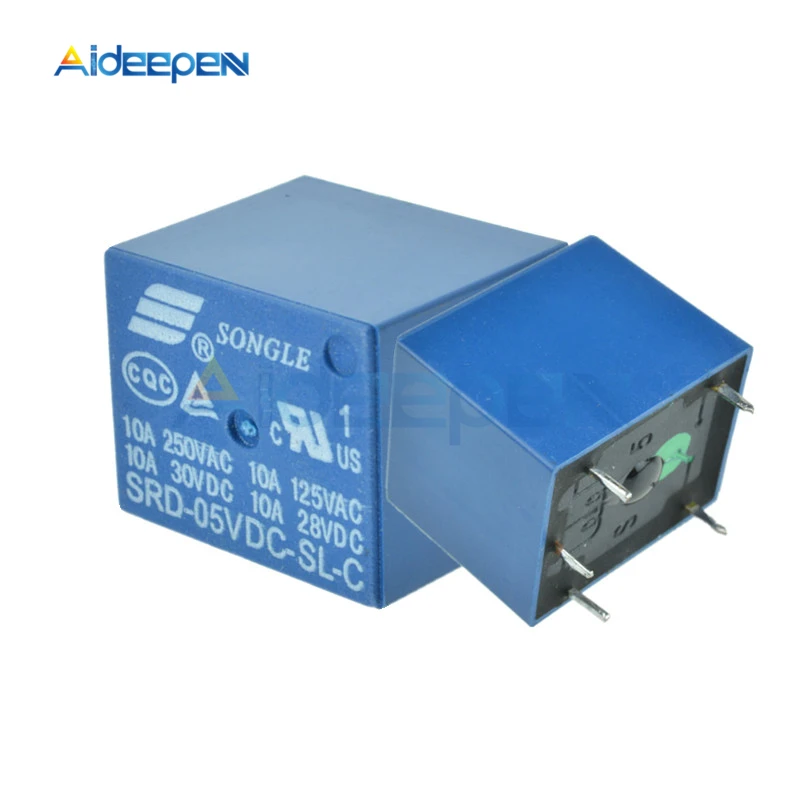

2Pcs 5 Pins SRD-5VDC-SL-C 5V DC Power Supply Relay 10A 250VAC PCB Type T73-5V SRD-5VDC-SL-C 10A 125VAC 30VDC