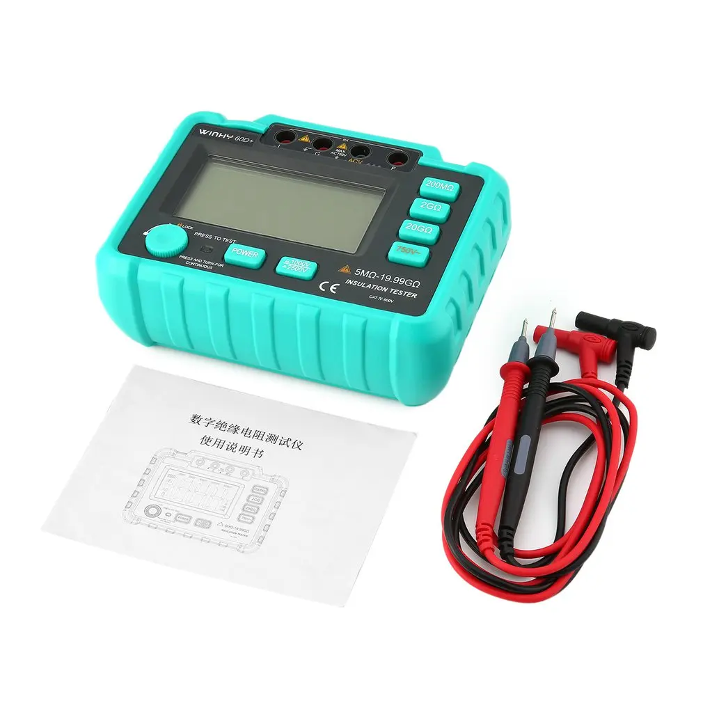 

WINHY 60D+ Digital Insulation Resistance Tester Earth Ground Meters Megger Megohmmeter Portable Volt Voltmeter Multimeter