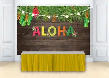

HUAYI Summer Aloha Luau Party Backdrop for Birthday Party wedding Decoration Tropical Hawaiian wooden Photo Background w-2015