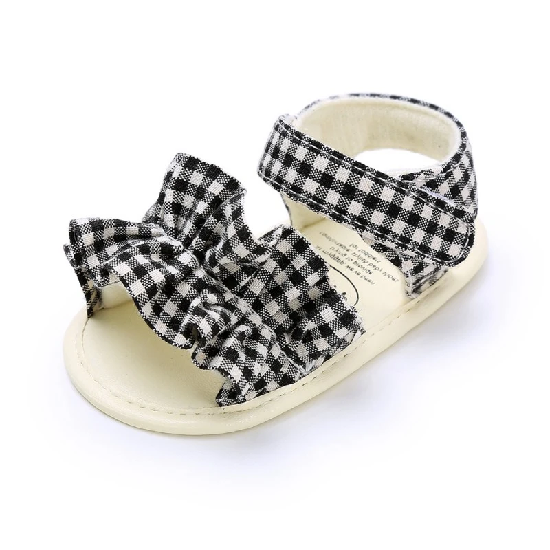 Для маленьких девочек детские сандалии, обувь летнее хлопковое платье из плотной ткани в горошек с бантиками сандалии для девочек; обувь для новорожденных; Playtoday пляжные сандалии