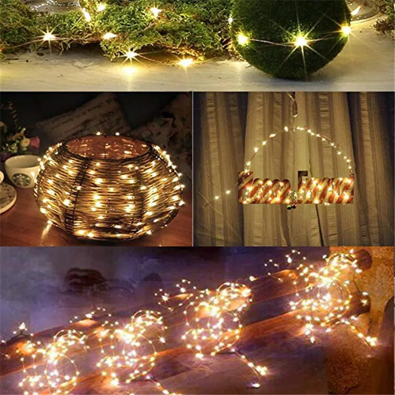 LED Copper String light 1M 2M 3M 4M 5M 3AA Battery Powered Operated Christmas Wedding Party Decoration Colorful Holiday Lights06