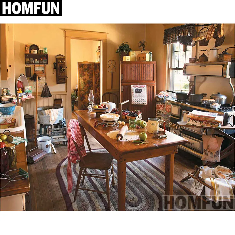 

HOMFUN Full Square/Round Drill 5D DIY Diamond Painting "Grandmas Kitchen" 3D Embroidery Cross Stitch 5D Decor A00825