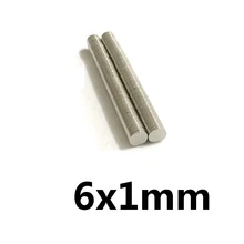 100 шт. 6 мм X 1 мм Сильный цилиндр редкоземельный магнит 6X1 Неодимовый объемный лист N35 мини маленькие круглые магниты диск 6*1 мм