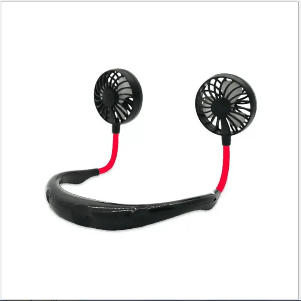 

USB Double Head Hanging Neck Small Size Handheld Electric Fan Air Conditioner Cooler Cooling Fan Summer Desk Table