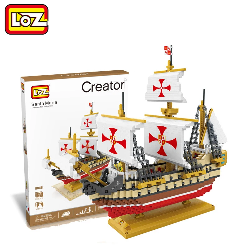 

LOZ Santa Maria Sailing Ship 3D Model Toy 2660PCS Columbus Fleet Sailing Ship Block Toy for Children Ages 14+ 9048