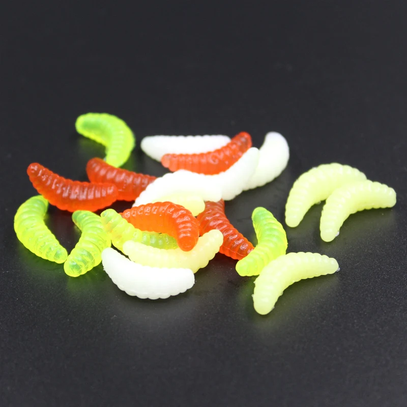 50pcs/lot Soft Fishing Lures Soft Mealworm Baits 0.5g/2cm Mealworm Soft