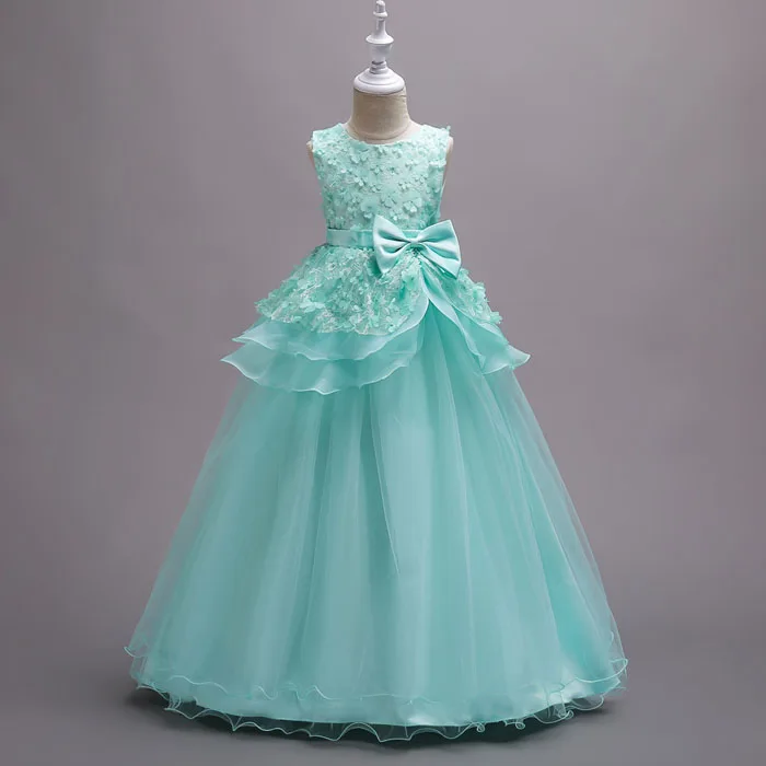 Свадебные платья принцессы для девочек вечерние платья в пол с аппликацией vestidos infantil, костюмы для детей 6, 8, 10, 12, 14, 16 лет